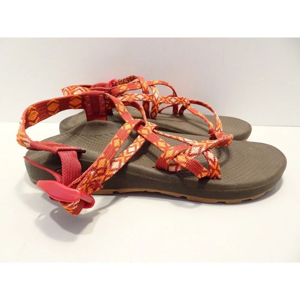 Chaco Z Cloud 2 Sandals Womens Orange Red Geometric Strappy Hiking Shoes Size 9
